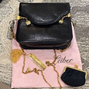 Judith Leiber Black and Gold Shoulder Bag